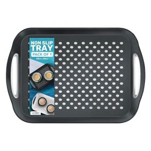 volila Plateau de Service - Plateau Antidérapant Pack x 1 (41 x 29 x 4,5 cm) - Grand Plateau de Service Rectangulaire pour Thé, Repas TV, Plateau Cuisine Noir pour Maison & Restaurant (Rivero products, neuf)