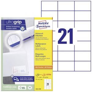 Avery 4200 Etiquettes Autocollantes Multi-usages (21 par Feuille) - 70x42,3mm - Impression Laser - Jet d'Encre - Blanc (3652) (Zart Store, neuf)