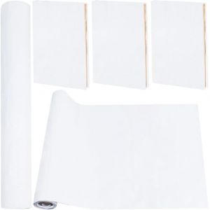 craspire Tissu de Livre en Lin de 2000x425 mm pour Reliure de Livres, Surface en Tissu Auto-Adh&eacute;sif Blanc avec Dos en Papier, Couverture de Livre pour Livres, Album, Scrapbooking, Couverture (CRASPIRE FR, neuf)