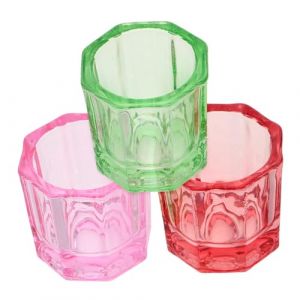 CLISPEED Lot De 3 Tasses &agrave; Dappen En Verre Octogonales Petites Transparentes Pour Nail Art, R&eacute;cipient Pour Monom&egrave;re Liquide Et Poudre, Accessoires Professionnels Pour Manucure Et D&eacute;coration D&rsquo;ongles (Yeahzl, neuf)