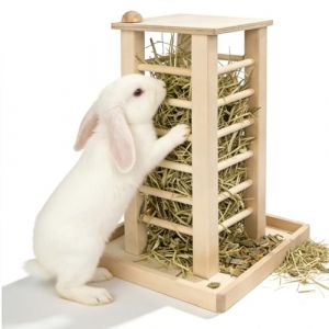 R&acirc;telier A Foin en Bois, Mangeoire &Agrave; Foin en Bois, 36,5x24,5x16,5 Cm R&acirc;telier &Agrave; Foin avec Bac, Mangeoire &Agrave; Foin pour Lapin pour Chinchilla, Convient Aux Cobayes, Chinchillas, Hamsters, Lapins (ALFAXCELE, neuf)