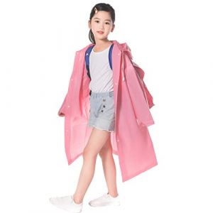 Enfant Imperm&eacute;able Cape de Pluie, V&ecirc;tements Poncho &agrave; Capuche pour Filles Gar&ccedil;ons, Manteau Combinaison avec Sac D'&eacute;cole Position pour Randonn&eacute;e Camping Activit&eacute;s en Ext&eacute;rieur (Rose) (hasmerce, neuf)
