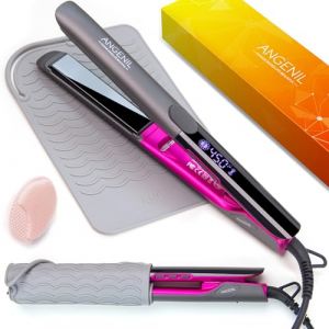 ANGENIL Lisseur a Cheveux Ceramique Ionique,fer à Lisser 2,5 cm de Salon, Lisser les Cheveux, Voltage Universel, 230 ℃ Professionnel Haute Température, Lisser L'humidité des Cheveux (2.5 cm-grey) (ANGENIL, neuf)