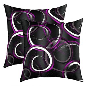 Homemissing G&eacute;om&eacute;trie Lot De 2 Taie d'oreiller 55x55cm pour Canap&eacute; Lit G&eacute;om&eacute;trique Cercle Taie Oreiller D&eacute;cor Housse de Coussin Modern R&eacute;sum&eacute; Art Violette Blanc Noir Housse Coussin Inserts Non Inclus (Bofanshangmao, neuf)