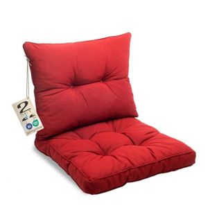 sunnypillow Lot de 2 Coussin de Jardin pour Chaise Fauteuil Rotin (Assise 60x60 cm + Dossier 60x40 cm) Galette de Chaise Anti UV - Ext&eacute;rieur Impermeable &ndash; Coussin de Sol id&eacute;al pour Balcon - Rouge (Globix24, neuf)