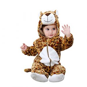 Routefuture Bébé Combinaison Unisexe Barboteuse À Capuche Animal Mignon Flanelle Hiver Bébé Garçon et Fille Grenouillères Combinaison Pyjama en Polaire Animal Déguisement 0-24 Mois,Café-3,0-6 mois (JIEMINGJINGXUAN, neuf)