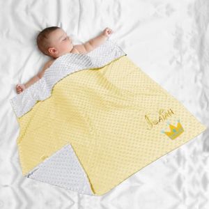 XIAOMA Couverture Bébé Personnalisée avec Prénom Brodé,Plaid Enfant Personnalisé,Cadeau Naissance Garçon Fille,Doudou Maternelle pour Sieste,Idéale pour Baptême de Bebe(Jaune) (WALLARTstore, neuf)
