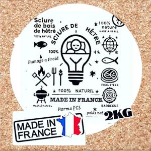 Sciure de Bois de H&ecirc;tre 10L pour Fumoir &agrave; Viande et Poisson ||Adapt&eacute;e au Serpentin Fumoir &agrave; Froid |||| MADE IN FRANCE |||| Copeaux de bois compatible avec fumoirs &agrave; froid, M&eacute;lange PRO | 0,4-1 mm | 2KG (ZENVEST, neuf)