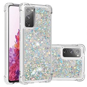 SIYOPINPFY Compatible avec Coque Samsung Galaxy S20 FE, [Silver Back] Fille Silicone Paillette Glitter de Luxe Support，Liquide Gel Housse Etui de Protection pour Galaxy S20 FE - Love Silver YB (SIYOPINPFY, neuf)