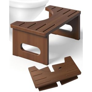 Tabouret de toilette en bois - Tabouret de WC pour adultes - Tabouret de toilette pliable - Tabouret de toilette Squatty pour une position assise correcte lors de la chaise (QIANBAIYI, neuf)