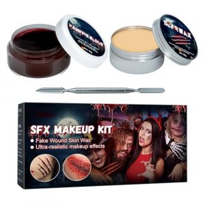 Opdestn Trousse De Maquillage FX,Kit de Maquillage Effets Sp&eacute;ciaux 2 en 1 pour Halloween - Peinture Lavable Zombie Cosplay avec Spatule pour Peau Nez Sourcil Hommes Femmes Photoshoot (Opdestn, neuf)
