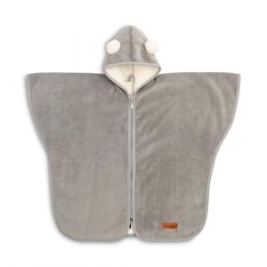 Sensillo - Poncho B&eacute;b&eacute; Voiture - pour Si&egrave;ge Auto - Poussette - V&eacute;lo - Cape &agrave; Capuche - Poncho Polaire Chaud pour Hiver et Automne - ca. 80&times;59cm (+/- 2cm) - Cape Enfant - Gris (IKS 2 Group, neuf)