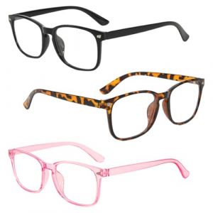 Lot de 3 Lunettes Anti Lumiere Bleue Femme et Homme, Fausses Lunettes de Vue Anti-fatigue, Lunette Ecran Bleu Sans Correction, Lunette Bleu Occultant Lumiere Blue Light Glasses pour Lecture, Bureau (renyijingUK, neuf)