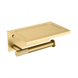 Porte Papier Toilette Mural avec Tablette, Support Papier Toilette Or Brossé Laiton Porte Rouleau Papier Toilette pour Salle de Bain et Toilettes (BaiYue Home, neuf)