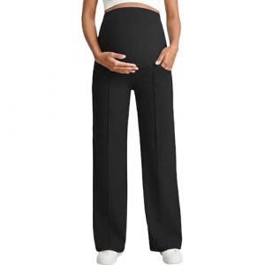 G&eacute;n&eacute;rique Pantalon de Grossesse Taille Haute pour Femmes Doublure Polaire Legging Maternit&eacute; Extensible Ext&eacute;rieur Int&eacute;rieur Automne Hiver Pantalon Fuseau Femme Enceinte Coupe Droite Collant Thermique (lay-aians, neuf)