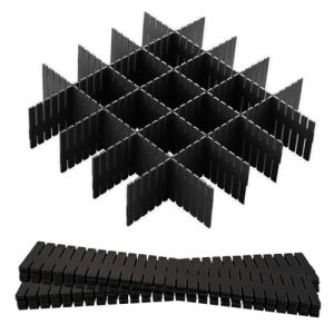 Hantoc 12 Pièces Grille Diviseur de Tiroir, Organisateur de Tiroir Réglables Separateur de Tiroir pour sous-Vêtements, Chaussettes, Maquillage, Fournitures de Bureau, Noir (Hantoc Europe, neuf)