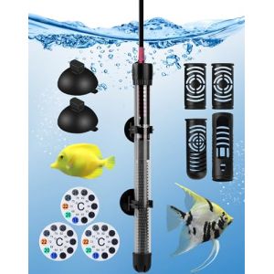 Chauffage d'Aquarium 200W Chauffage Aquarium 120-200L Résistance Aquarium avec Thermostat 20-34℃ Température Réglable Chauffe-Aquarium avec Ventouse Chauffage pour Aquarium de Poissons et de Tortues (LuneKuck, neuf)