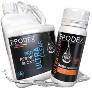 R&eacute;sine &eacute;poxy Kit PRO+ EPODEX, R&eacute;sine cristal pour des coul&eacute;es jusqu&rsquo;&agrave; 5 cm, Pour tables rivi&egrave;res, lampes, grande coul&eacute;e et plus, SKY BLUE - Metallic, 3kg (EPODEX, neuf)