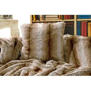 Wohnen & Accessoires Couverture en Fourrure, Plaid Fausse Fourrure Loup Clair de 150x200-260x300cm et Oreiller (Oreiller 45x45cm) (Wohnen & Accessoires GmbH & Co. KG&reg;, neuf)
