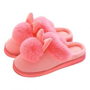 G&eacute;n&eacute;rique Chausson Lapin Femme Peluche Pantoufle Hiver Chaud Chaussures de Maison Chaudes et Confortables d&rsquo;int&eacute;rieur Slipper Lapin en Peluche (Africmsu, neuf)