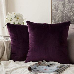 MIULEE Lot de 2 Housses de Coussins en Velours Décoratif Canapé Taie d'oreiller Super Lisse Doux Confortable Decoration Maison Salon Chambre pour Canapé 65X65CM Aubergine (MIULEE HOME, neuf)