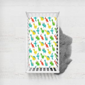 Odot Drap Housse pour Lit de Bébé, Motif Dinosaure Housse de Matelas pour Bébé Drap Housse Respirant Douce pour Lit Parapluie et Berceau Draps Housses Enfants (Dinosaure vert,120x60cm) (Odot, neuf)