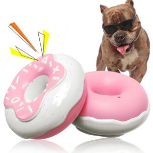 Jouets &agrave; Couinement Donuts pour Chiens，Jouets &agrave; M&acirc;cher pour Chiens en Forme de Donut，avec Un Ar&ocirc;me Cr&eacute;meux pour Les Masticateurs Agressifs Moyennes et Grandes (Rose) (Asaka12, neuf)