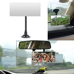 Miroir de voiture pour bébé à ventouse, Ampper réglable à long bras en verre HD, convexe, grand angle, rétroviseur intérieur pour bébé (rectangulaire sans cadre, grand, 17 x 7,4 cm) (Ampper Europe, neuf)