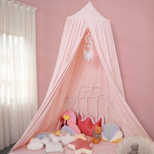 ENEN Ciel de Lit pour Bébé Enfants Moustiquaire de Lit, Berceau Baldaquin de Lit Dôme Princesse Tente Rideau à Suspendre Maison de Jeux Chambre Filles D'enfant (Rose Fard Joues) (EnEn, neuf)