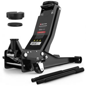 Cric hydraulique 3T - Plat 75-505 mm avec 2 patins en caoutchouc - Cric professionnel pour voiture et SUV - Avec roulettes à 360° - Noir (BLACKCOCO's, neuf)