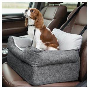 Avont Rehausseur de Si&egrave;ge Auto Chien, Panier Chien Voiture Chat avec Dossier et Sangles de S&eacute;curit&eacute;, pour Chiens de Petite et Moyenne Taille, Si&egrave;ge Sur&eacute;lev&eacute; Confortable et Lavable -Gris (Suixi Store, neuf)