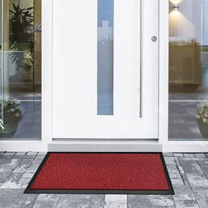 casa pura - Tapis Entr&eacute;e Int&eacute;rieur Sky - Tapis Antid&eacute;rapant et Anti-Poussi&egrave;re - Paillasson de propret&eacute; int&eacute;rieur et ext&eacute;rieur - Tapis de Porte Lavable et Ultra Absorbant (Rouge-Noir 60x90 cm) (Velvet Trading, neuf)