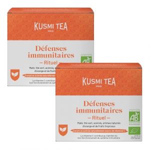 Kusmi Tea - Rituel D&eacute;fense Immunitaires - Lot de 2 bo&icirc;tes - Th&eacute; Bio - Th&eacute; Vert, Mat&eacute; Bio Enrichi en Vitamine C - Ac&eacute;rola, Ar&ocirc;mes Naturels d'Orange et de Fruits Tropicaux - 2x18 Sachets de Th&eacute; (Kusmi Tea - Paris, neuf)