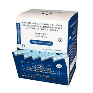 Rasoir jetable 2 lames à usage unique non stérile Boite de 100 pièces - 2912502- Certifié France Medical Industrie (BIOSAMPLE, neuf)