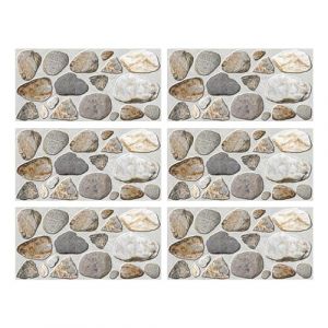 IMIKEYA 6 Feuilles De Galets Stickers Muraux Vinyle Auto- Adhésif Amovible Mur De Galets Peintures Murales pour La Cuisine Salle De Bains 30X15cm (Elsy Abbas, neuf)