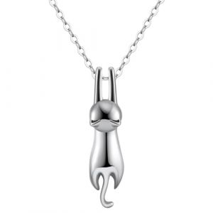 PNPGDYK Collier Chat Argent 925, Collier en argent sterling, Pendentif en forme de croissant de lune et chat, Collier Femmes Bijoux pour Les Femmes Filles, Lune Pendentif Collier Bijoux pour Femmes (HY TRADING NI LTD UKSTOER, neuf)