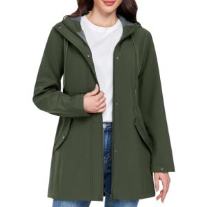 CMTOP Veste Imperm&eacute;able Femme Chaude L&eacute;ger Manteau de Pluie Mi-long Coupe-vent Parka Trench Coat D&eacute;contract&eacute;e d'Ext&eacute;rieur Printemps Automne Blousons pour Camping Randonn&eacute;e(Vert, XL) (Lemens, neuf)