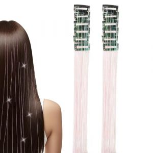 Extensions de cheveux &agrave; clips - Fibre synth&eacute;tique 50x0,5x4,5 cm | Kit cheveux F&eacute;e Color&eacute; Paillettes Haiř Tinsel Kit | Pour Costume No&euml;l Tresse F&ecirc;te Femmes Ados Dames Amis (WangFengXiaMart, neuf)