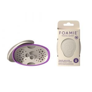 Foamie Bo&icirc;te de Voyage Durable Beige et Violet Voyage Buddy - Porte-Savon de Voyage ou de Salle de Bain - Porte-Savon de Bain &eacute;cologique pour Votre shampooing Solide - Vegan x1 (Leik-Shop, neuf)