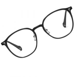 Lunettes Anti Lumi&egrave;re Bleue, Lunettes Sans Correction Transparentes pour Homme Femme, pour Ordinateur et Jeux Vid&eacute;o, Protection contre la Fatigue Oculaire et Maux de T&ecirc;te, Monture Noire et Argent&eacute;e (PengXinDianZi, neuf)