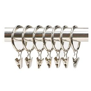 Anawakia Lot de 10 Anneaux de Rideaux avec Pinces Metal Rideau Clips Crochet, Draperie Rideau Clips avec des Anneaux (Argent,Diamètre intérieur 63mm) (Anawakia, neuf)