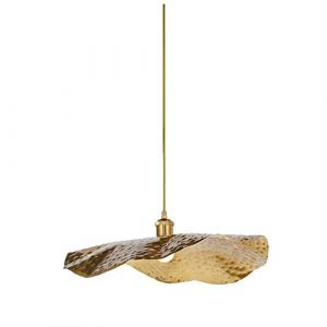 SDUYTDG Creative Lotus Lampe Suspendue Plafond Monté Lumière Suspension avec Abat-Jour en Laiton Martelé Finition Or Lustre Hauteur Réglable Salon Luminaires (See You Again z, neuf)