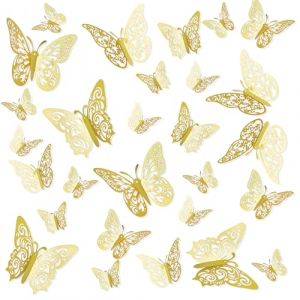 Papillon,Deco Chambre Ado Fille,Papillon Decoration,Stickers Chambre Fille,Sticker Mural,Stickers Papillon,Decoration Papillon,Autocollant Papillon,3d Muraux Papillons Papiers Décoration,24 Pièces (wanfengshang-uk, neuf)