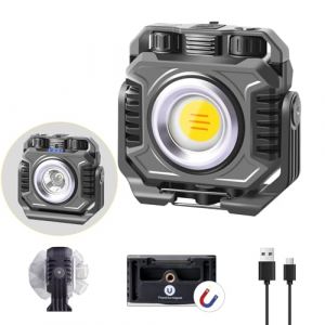 ErayLife Projecteur LED Rechargeable, 3000LM Projecteur LED Chantier Double Face, 6 Modes d'&Eacute;clairage 6000mAh Lampe de Travail Portable Dimmable avec Aimant, Rotatable 360&deg; pour Garage, Camping (Nowupup-EU, neuf)