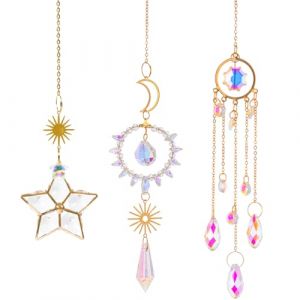 Lot de 3 pendentifs attrape-soleil en cristal arc-en-ciel - Décoration de fenêtre - Décoration de fenêtre à suspendre - Pour fenêtre, maison, jardin, fête, mariage, décoration de maison, jardin (3, (barbie88, neuf)
