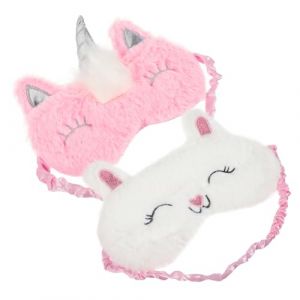 NIYANGLE 2Pcs Dessin Animé Masque De Sommeil Masque De Nuit En Peluche Masque De Sommeil Masque De Sommeil Masque De Sommeil Drôle Masque De Sommeil En Soie Masque De Sommeil Mignon Pour (Telinei, neuf)