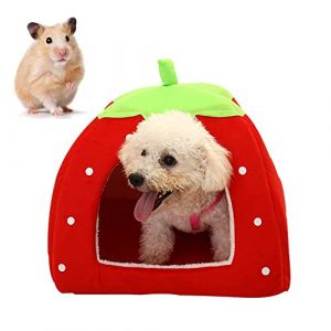 Hileyu Maison Hamster Lit de Cochon d'Inde Lit d'hiver Chaud pour Hamster Fraise Int&eacute;rieur Cage de Cochon d'Inde pour Hamster Chinchilla Furet H&eacute;risson Lapin Gerbille Petits Animaux Red (MIKAYO, neuf)