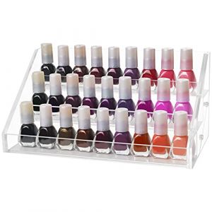 Kurtzy Rangement Vernis a Ongle à 3 Niveaux - Présentoir Vernis Acrylique Transparent - L23,5 x l12,5 x H11,5 cm - Jusqu’à 30 Vernis Standard - Pour Table, Bureau ou Étagère (Tinyyo Europe, neuf)