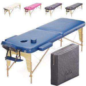 BELTOM® Table de Massage 2 Zones Portables Cosmetique lit esthetique avec Panneau Reiki + Sac - Bleu (Beltom, neuf)