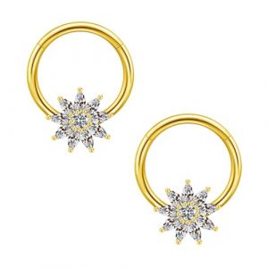 Gojewen Anneaux Pour Mamelons Pour Femmes Piercing Teton 14G 14mm CZ Fleur Piercing Pour Teton Acier Chirurgical Cz Bijoux De Piercing Pour Femmes Couleur Or (Gojewen Jewelry, neuf)